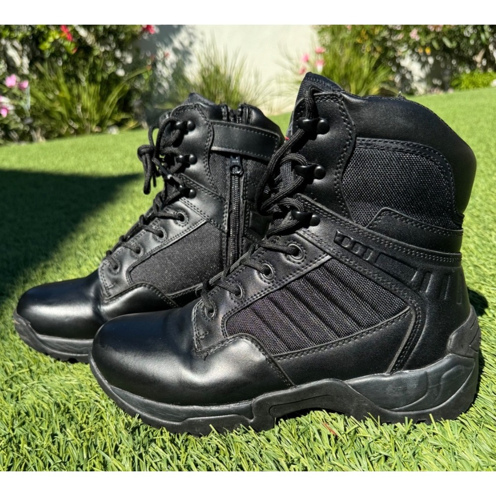 NORTIV8 Tactical Boots Men's Black Side Zip Lace Up Combat Work Boot  SZ 9